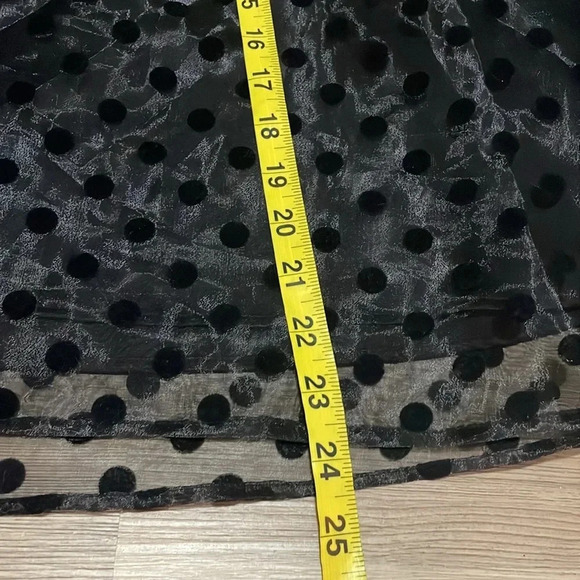 Elle A-line layered polka dot skirt Black Sheer overlay Bow Size 14 Flirty - Picture 9 of 12